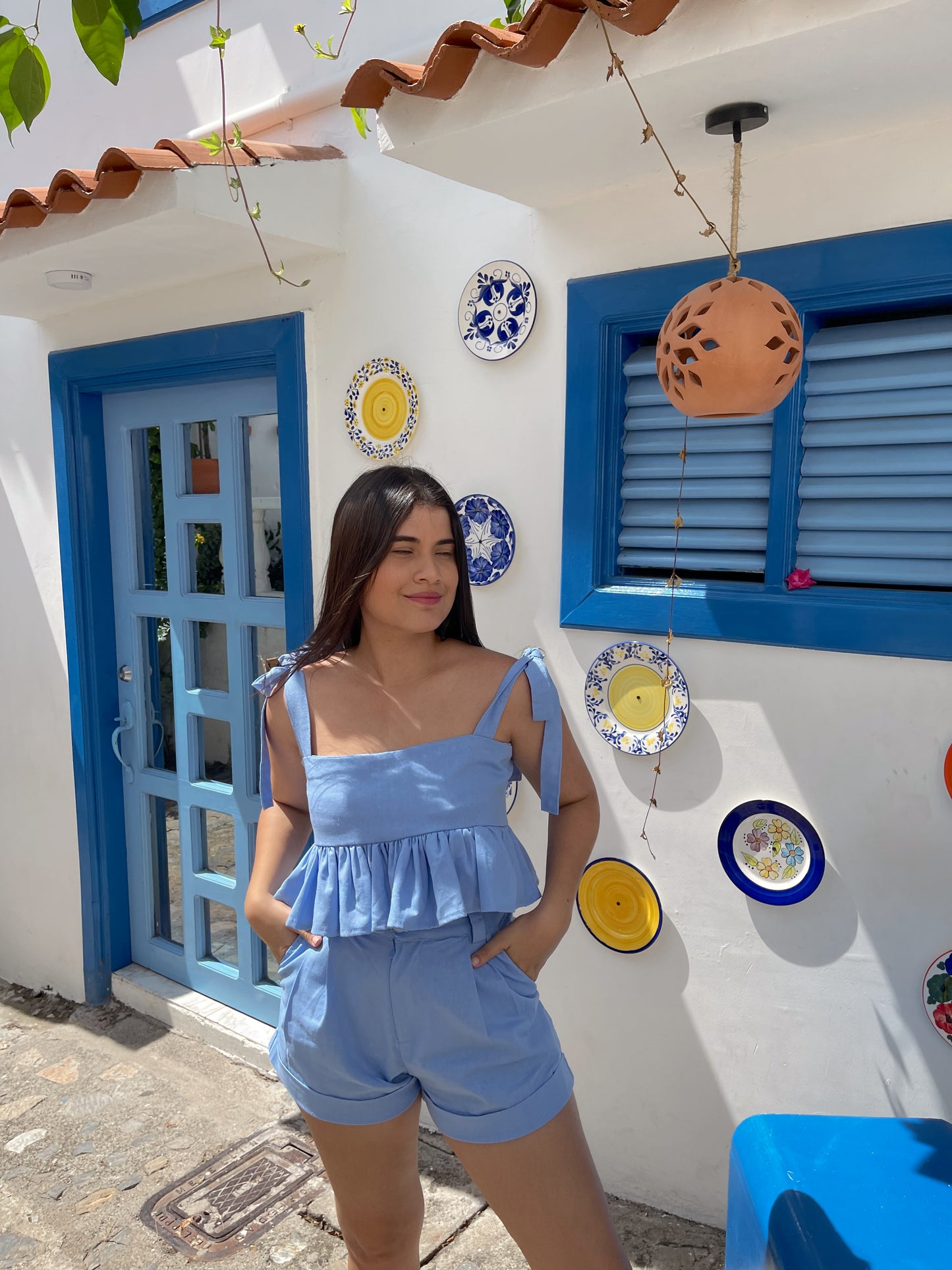Top amapola Azul